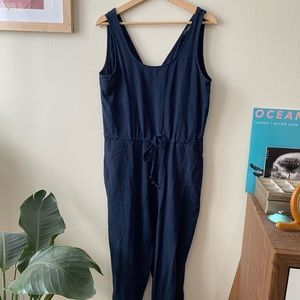 Anthropologie Drew Navy Linen Jumpsuit Medium